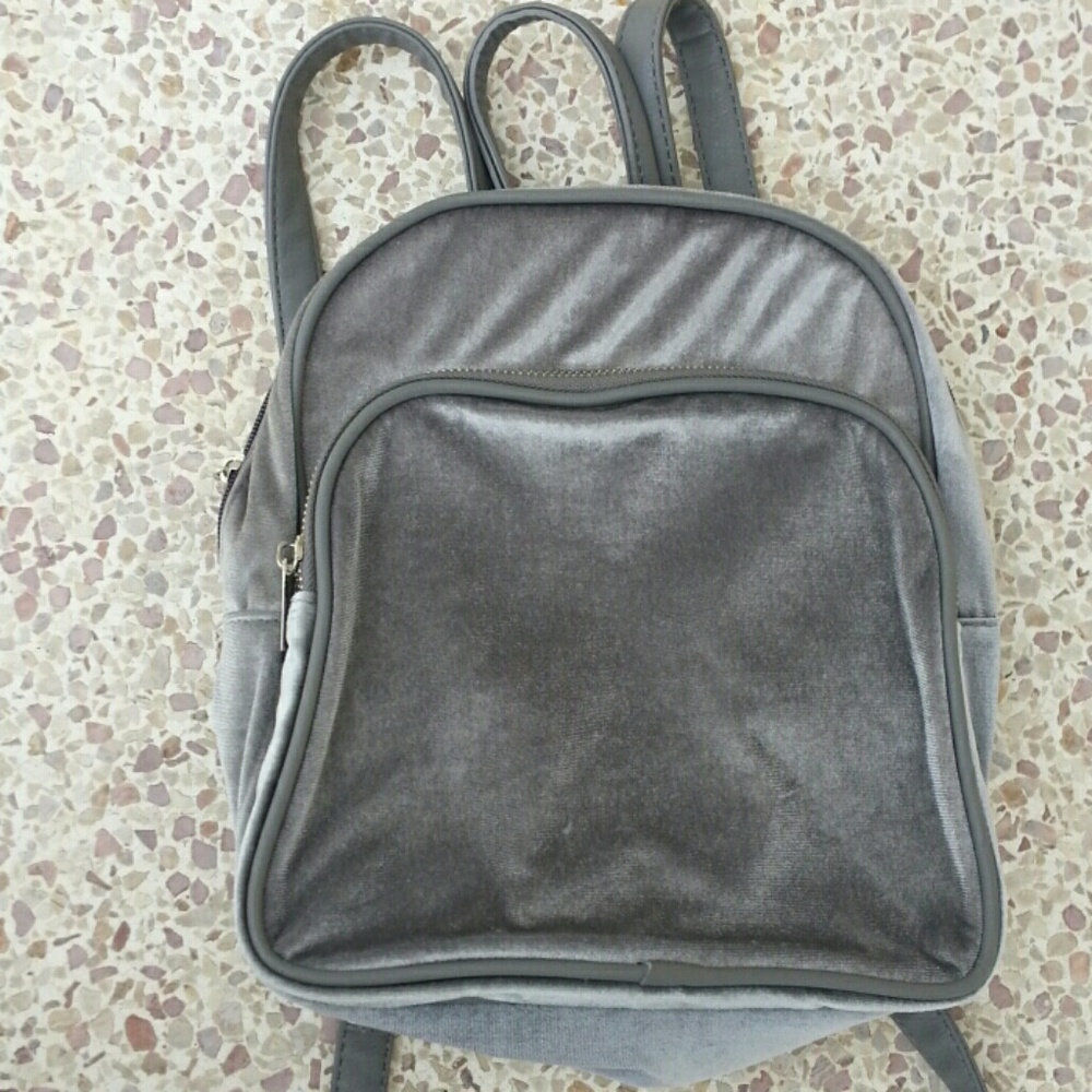Velvet backpack purse, EUC
